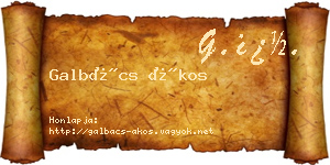 Galbács Ákos névjegykártya